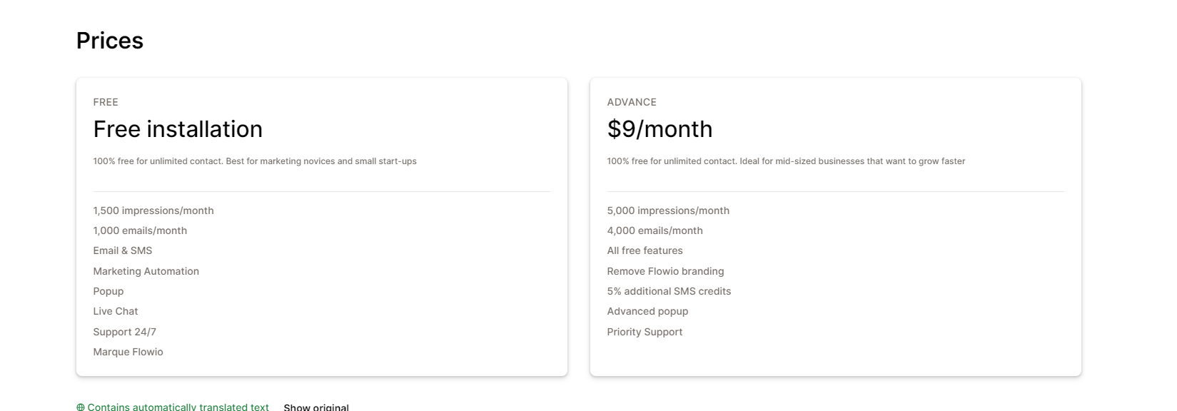 Flowio Email Marketing pricing plans